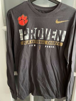 Clemson Tigers National Champions Football Proven 2016 Nike Tee L Long Sleeve