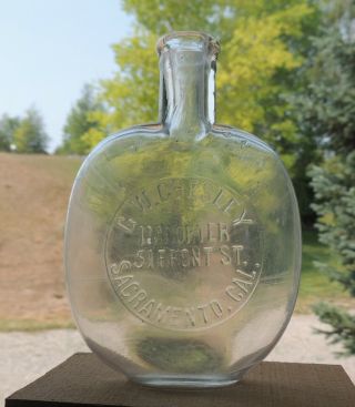 Western Whiskey Pumpkinseed Flask G.  W.  Chesley,  Sacramento,  California