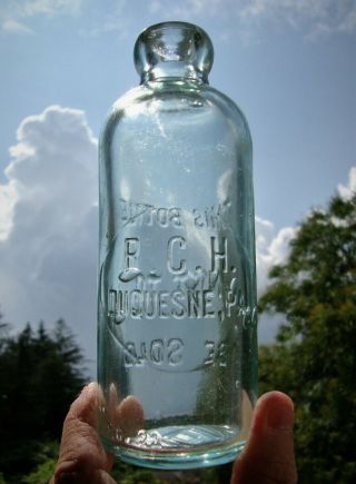 Rare R.  C.  H.  Duquesne,  Pa.  Pennsylvania Hutchinson Soda Pop Bottle