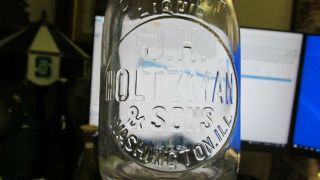 Washington,  Ill.  J.  H.  Holtzman & Sons Trep Milk Bottle Pure Milk Illinois Ills