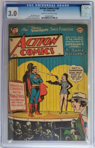 Action Comics 180 Cgc 3.  0 C - Ow Rare Pre - Code Issue Superman
