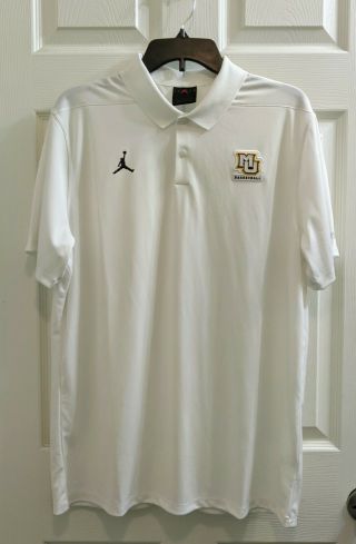 Marquette Golden Eagles Mens L White Nike Jordan Jumpman Golf Polo Shirt Dri - Fit