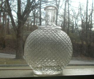 Pontiled Early 1860s Hobnail Quilted Poison Flask Crude Drippy Applied Lip 5 3/4