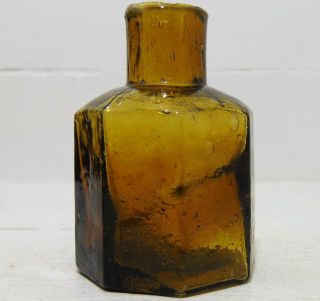 Crude & Amber Octagonal Ink Bottle C1905 - 1910