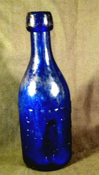 cobalt blue 1860 - 1880 bottle,  James Wise,  applied lip,  mold blown,  Allentown,  PA 3