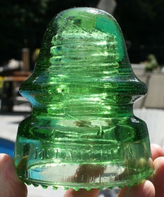 Glowing Lime Green Cd 162 Mclaughlin No 19 Glass Insulator With Fizz