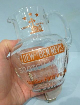 Dew of Ben Nevis Scotch Whisky Noggin Tot Glass Water Jug Fort William 1924 RARE 2