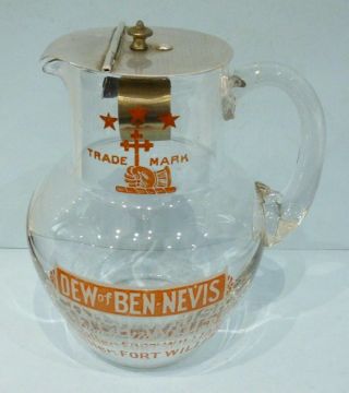 Dew of Ben Nevis Scotch Whisky Noggin Tot Glass Water Jug Fort William 1924 RARE 3