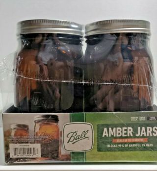 Ball Wide Mouth Quart Anti Uv Canning Mason Jars,  Amber Glass Jar,  32oz Set Of 4