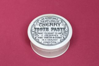 Vintage C900s An Admirable Dentifrice Cherry Toothpaste Pot Lid Potlid,  Base