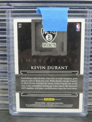 2019 - 20 Impeccable Kevin Durant NBA Logoman Silver Troy Ounce Bar 6/25 V741 2