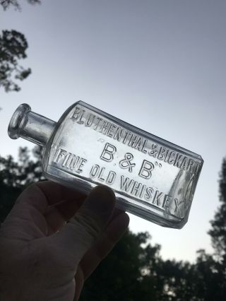 Antique 1880 Pre - Pro Bluthenthal & Bickart B & B Whiskey Flask Bottle Atlanta