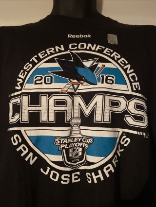 Hockey San Jose Sharks Stanley Cup Playoffs 2016 Xl T - Shirt Reebok Wc Champs