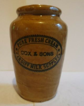 Rare Cox & Sons Cardiff Milk Supply Cream Pot Wales