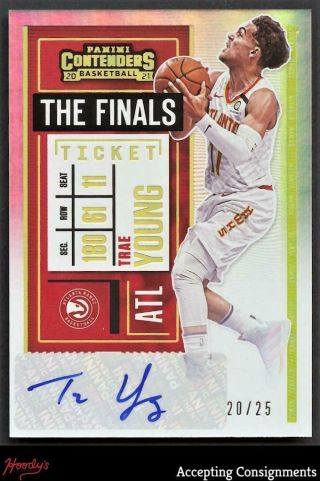 2020 - 21 Panini Contenders Veteran The Finals Ticket 6 Trae Young Auto 20/25