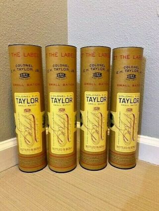 Empty Colonel Eh Taylor Small Batch Bourbon Bottle Tubes - Set Of 4.