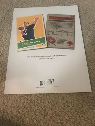 2002 Tom Brady Got Milk? Poster Print Ad Rookie Card Spoof Patriots Bowl