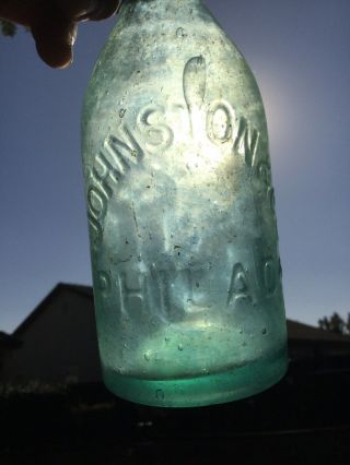 Antiqie Applied Top Johnston& Co Soda Bottle Philada Pontil? 2