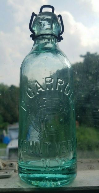 Attic P Carroll Mount Vernon,  York Squat Soda With Bail Wire 7 Inch