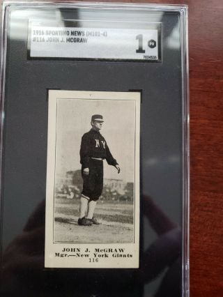 1916 M101 - 4 Sporting News 116 Sgc Graded - John Mcgraw - Ny Giants