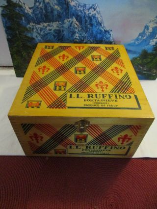 Vintage I.  L.  Ruffino Dovetailed Italian Wine Gift Box Hinged With Metal Clasp