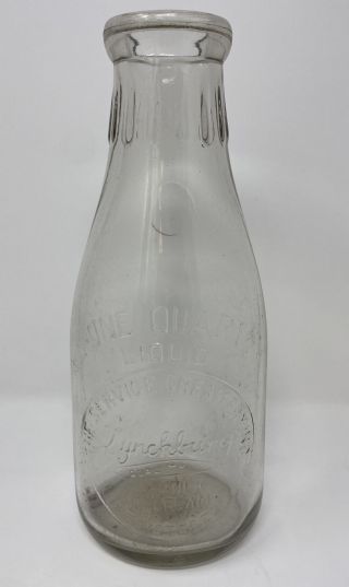 The Service Creamery Inc.  Lynchburg,  Virginia One Quart Milk Bottle - Rare