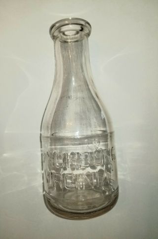 Vintage Lynchburg Dairy Milk Bottle Glass Embossed Virginia 1qt See