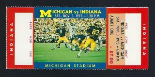 1973 Ncaa Indiana Hoosiers @ Michigan Wolverines Full Football Ticket