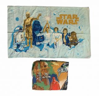 Vintage Star Wars Return Of The Jedi Twin Sheet Set Pillow Case 1983 Lucas Films