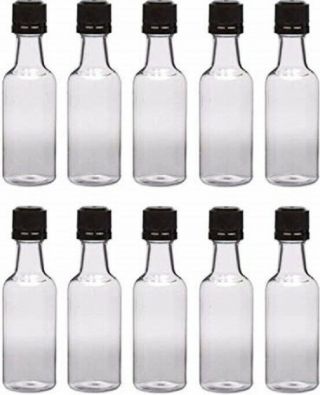 100 Premium Quality Clear Pet Mini Liquor Bottles W/ Tamper Evident Lids