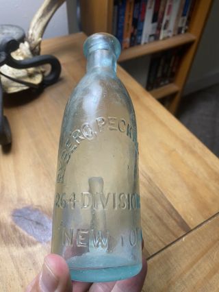 1870s Ryberg Peckham &co Gravitating Stopper Blob Soda Bottle 264 Division St Ny