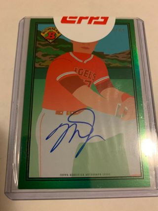 Mike Trout Topps 1989 Bowman Keith Shore On Card Auto Green Foil /89 Angels 1 - A
