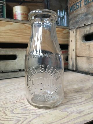 Vintage Pint Milk Bottle J.  M.  Smith Dairy Chicago Illinois? 1937 Park Ave