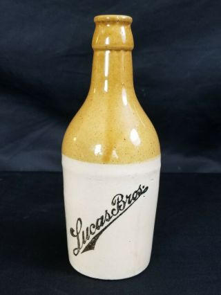 Antique Ginger Beer Stoneware Bottle Lucas Bros Auburn Ny