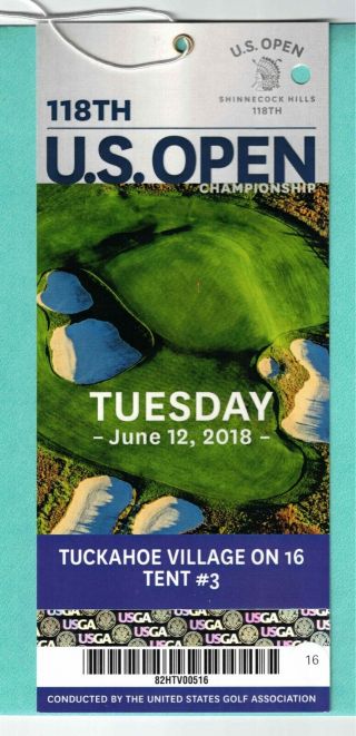 118th Us Open Golf Ticket June 12,  2018 At Shinnecock Hills Golf Club - Near