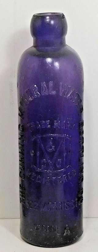 C1900 Purple - Amethyst Hutch Soda Bottle - Cunning Mineral Water Bottling Phila.