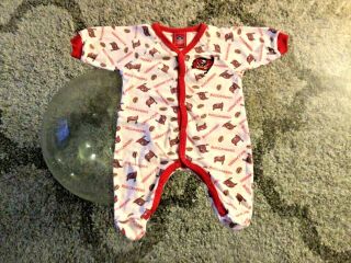 Tampa Bay Buccaneers Logo Footballs White One Piece With Booties Baby 0 - 3 Months