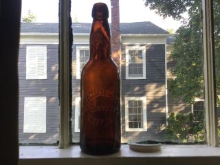 Amber Fitzgerald Bros. ,  Resistered,  Troy Ny Blob Top Beer,  Bulbous Neck,  Ca 1890