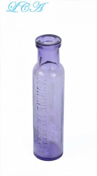 Antique Amethyst Eye Remedy Bottle Bim Murine Chicago Old Blown Glass Vial Phial