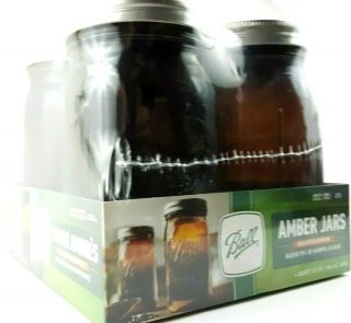 Ball Wide Mouth Quart Anti Uv Canning Mason Jars Amber Glass Jar 32oz Set Of 4