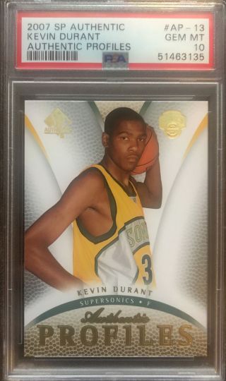 2007 Sp Authentic Profiles Kevin Durant Rookie Rc Ap13 Psa 10 Gem