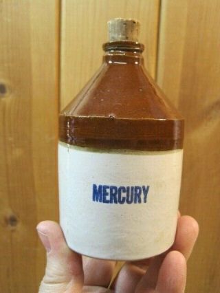 Antique 5 Mercury Stoneware Jug Crock Dental Empty Medicine Bottle B3703
