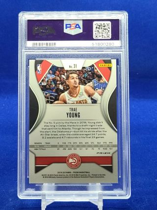 2019 - 20 Panini Prizm 31 Trae Young 2nd Yr Fast Break Red Prizm /125 PSA 10 Red 2