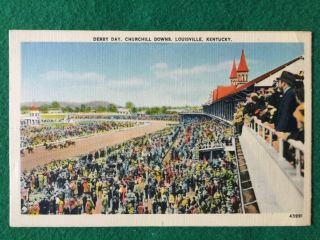Vintage Horse Racing Postcard Kentucky Derby Day,  Churchill Downs,  Ky.  Unposted