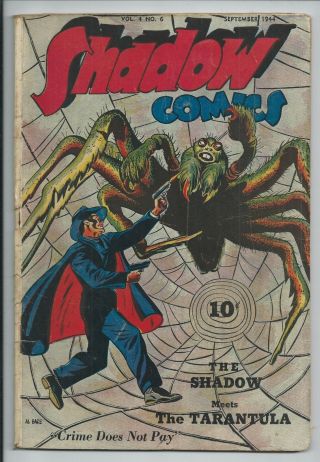 Shadow Comics 6 (sep.  1944) Golden Age Book Classic Tarantula Cover Vg -