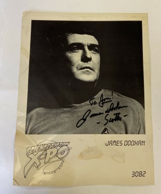 Star Trek 8.  5x11 Signed B/w Photo Scotty - James Doohan 1982 Sci - Fi X - Po