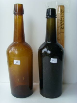 2 Antique " Dyottville Glass Phila " Whiskey Bottles 1870 - 1890 69/4