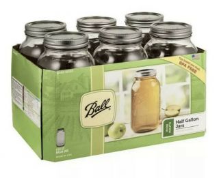 6 Count,  Ball Glass Mason Jars With Lids & Bands,  Wide Mouth,  64 Oz,  Bpa -
