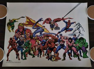 Vintage Avengers John Buscema Marvel Poster & Nm 1978