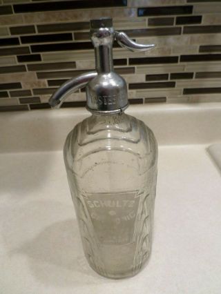 Vintage Rare Schultz Carbonic Seltzer Bottle Art Deco